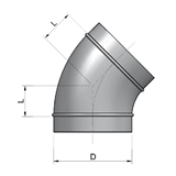 Kolano tłoczone KT 45° D-100